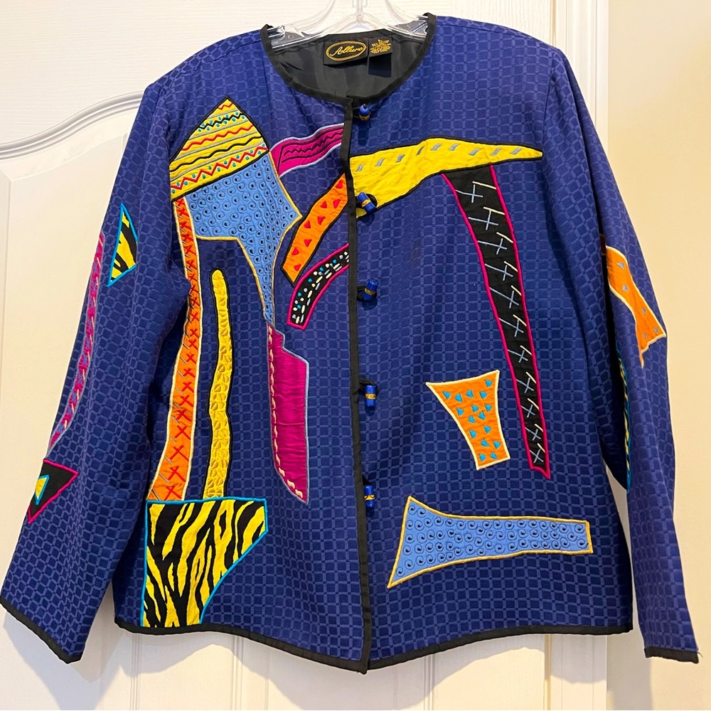 Allure appliqué jacket. Size Large. Rayon/Cotton. Brighten up your wardrobe.